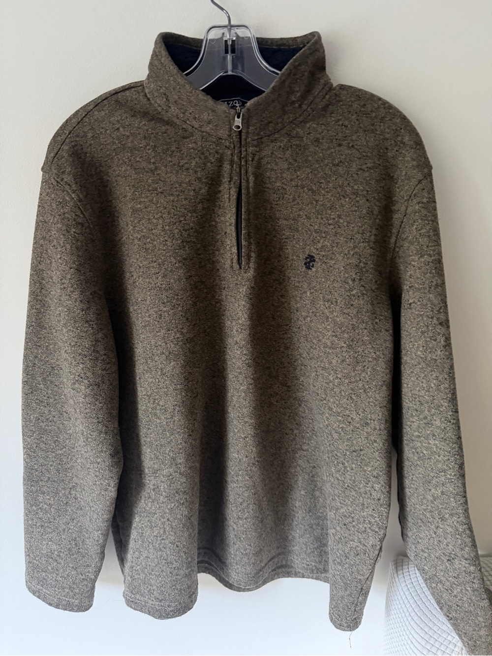Izod Men's Quarter-Zip Sweater in Olive Heather